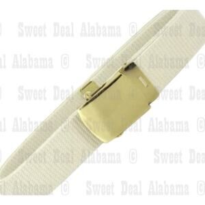 USN Female Belt, White Cotton w/ Gold Mirror Buckle & Tip Navy Uniform Accessory
